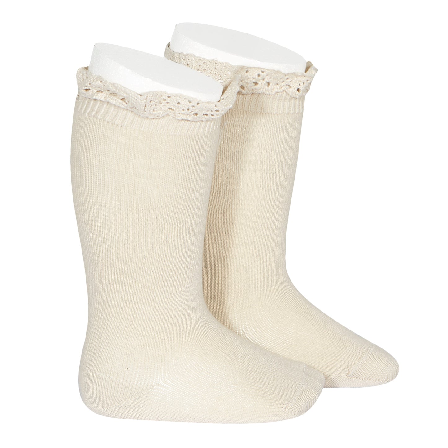 2409/2 Knee High Sock w Lace Edging Cuff