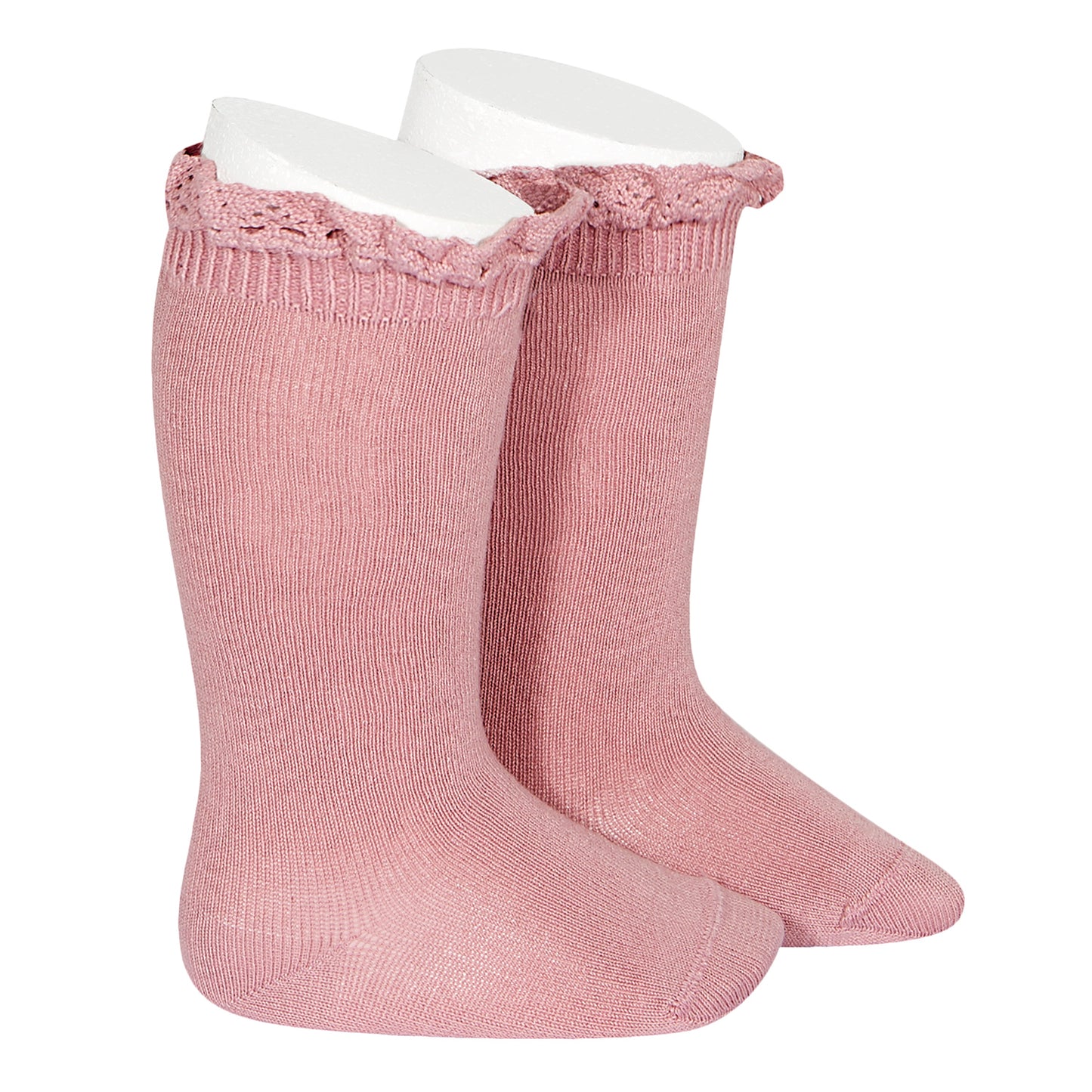 2409/2 Knee High Sock w Lace Edging Cuff