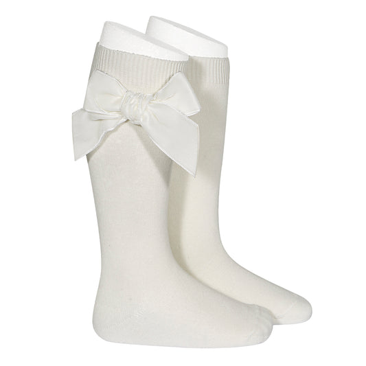 2489/2 Knee High Sock w Side Velvet Bow