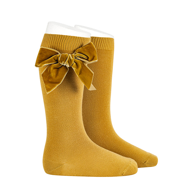 2489/2 Knee High Sock w Side Velvet Bow