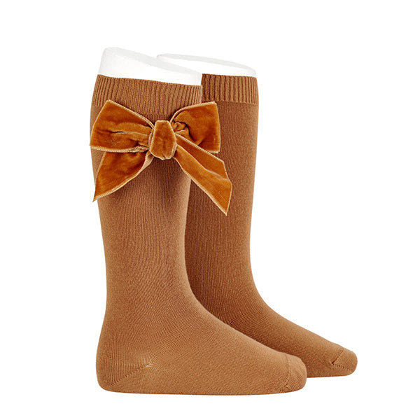 2489/2 Knee High Sock w Side Velvet Bow