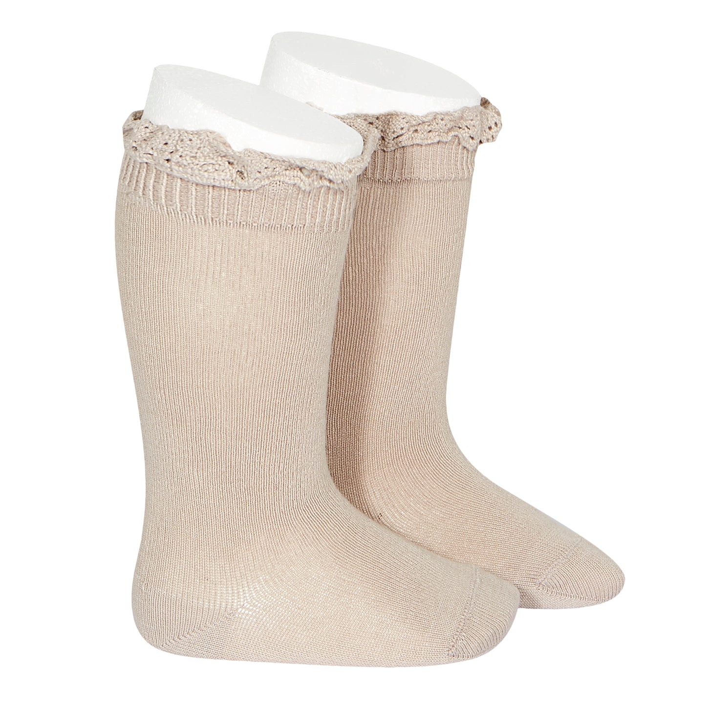 2409/2 Knee High Sock w Lace Edging Cuff