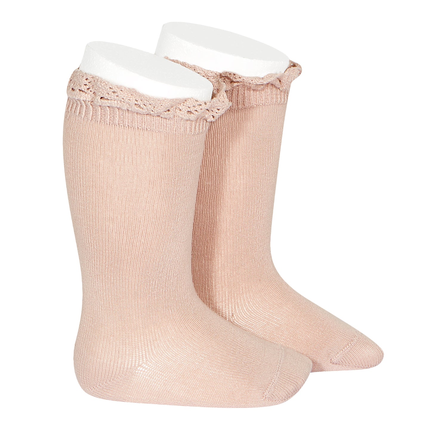 2409/2 Knee High Sock w Lace Edging Cuff