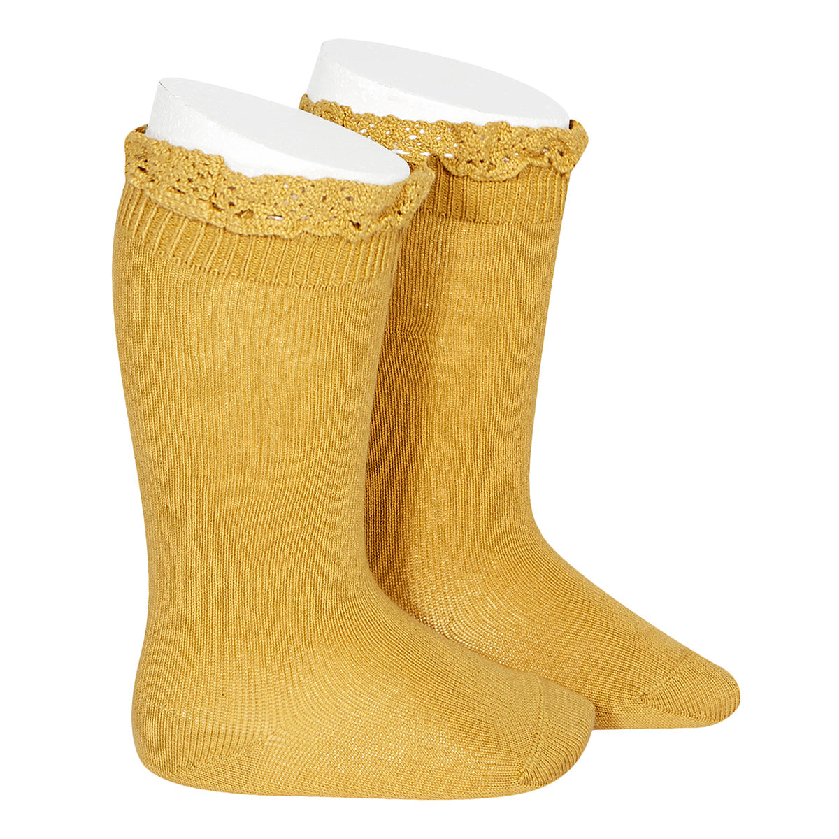 2409/2 Knee High Sock w Lace Edging Cuff